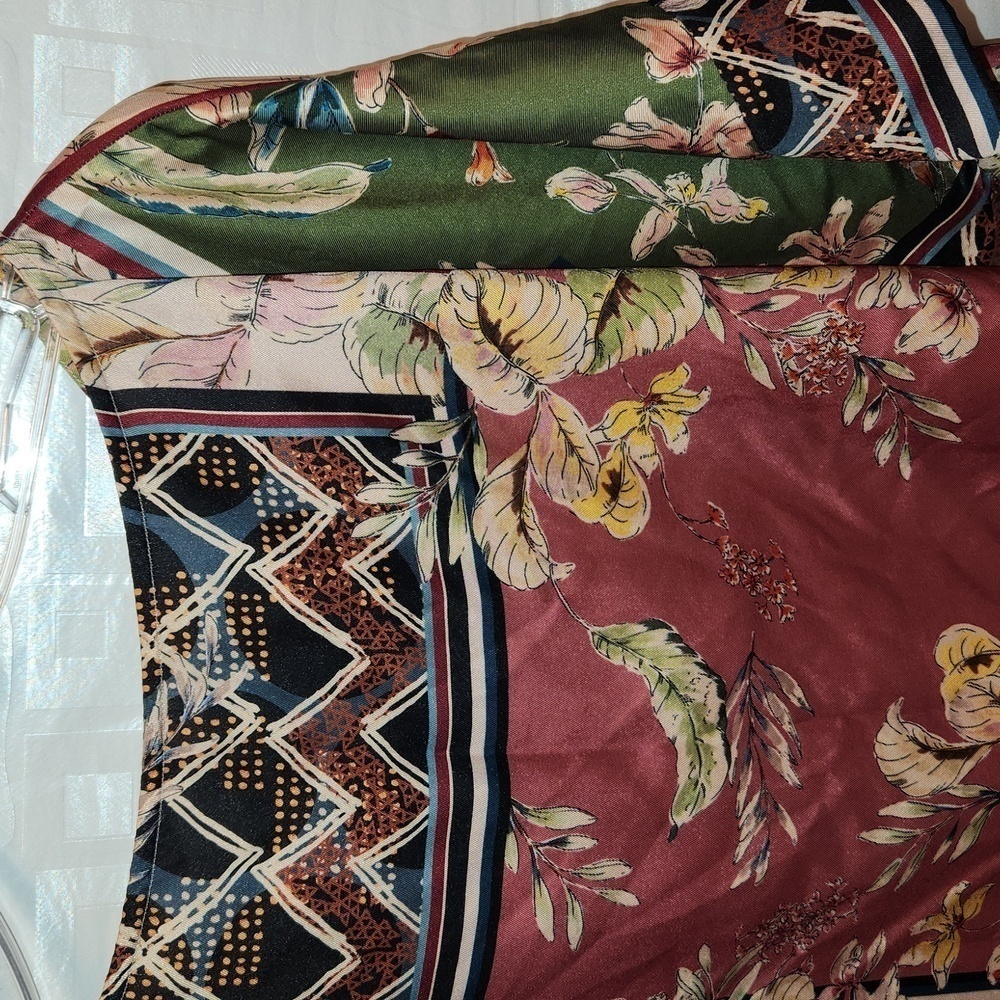 Zara Basic Patchwork Print Boat Neck Short Sleeve… - image 2